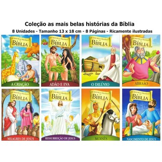 Kit Com 24 Livros Bíblicos Infantis 16 Para Ler e 8 Para Colorir - Tamanho de cada livro 13 x 20 cm - 8 Páginas (6)