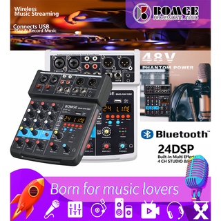 Mini Canal DJ Mixer Interface De Som De Áudio Com Bluetooth , Gravação Estéreo , 48 V Phantom Power , 24D
