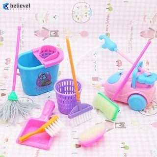 9 Pçs / Conjunto Vassoura De Brinquedo Infantil Para Limpeza De Fingir Os Meninas C1W9