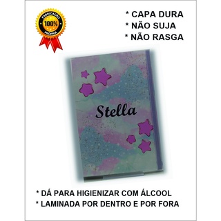 Capa dura Personalizada para caderneta de vacina estrela rosa (4)
