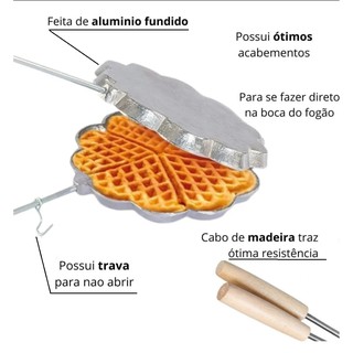 Forma Para Fazer Waffle No Fogão Em Alumínio Fundido
