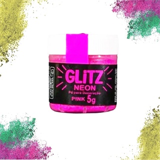 Corante Pó Glitz Neon Brilha Na Luz Negra Para Confeitaria Pink