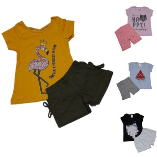 Conjunto Infantil Feminino Menina Verão Camiseta Manga Curta e Shorts (1)