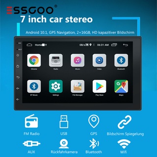 ESSGOO Android 10.1 Carro 7 "Polegada Mp5 2 Estéreo Bluetooth Gps Duplo Din Radio Player 2 Gb + 16 Gb Fm Wifi Dvd Cd Com Invertendo Câmera Multimídia Players (1)