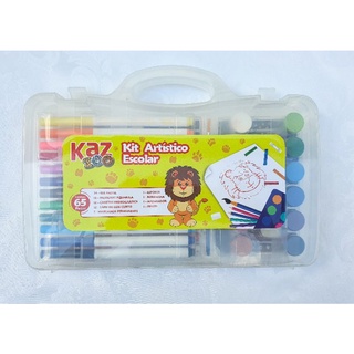 Kit artistico escolar na maleta com 65 peças - KAZ (1)
