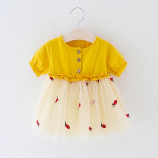 Children's princess dress embroidered pineapple pattern 2021 new summer cool and comfortable