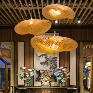 （Limite de compra）Luminária De Luster De Bambu Led Criativa / Retrô Para Pendurar Em Sala De Estar / Restaurante Zen / Sala De Estar