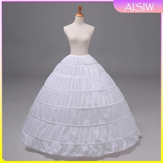 Vintage White Long 6 Hoops Petticoat Extra Full Wedding Ball Gown Crinoline Skirt