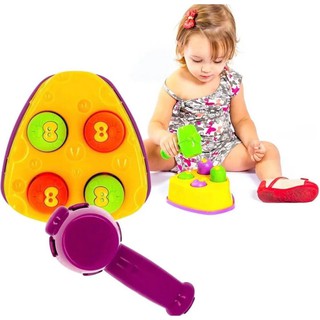 Brinquedo Didático Colorido com Ratinhos de Encaixar / Brinquedo de Bater, Martelo para bater nos Ratinhos / Brinquedo de Plástico