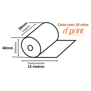 Papel para impressora Térmica Portátil 58mm (58x15 - caixa com 10) (2)