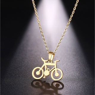 Colar Corrente Gargantilha Com Pingente De Bicicleta Clássica Dourada, Para Mulheres Em Aço Inoxidável