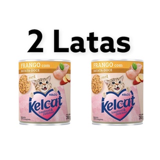 (2 Latas) Kelcat Alimento Úmido Lata Frango com Batata-Doce 280g