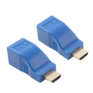 2pçs Extensor Hdmi 1080p Para Rj45 Sobre Cat 5e / 6 Rede Lan Ethernet Hdtv Adaptador （azul）