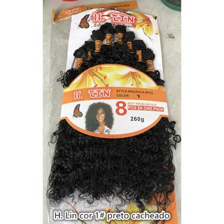 cabelo 8 telas marca H. Lin cor 2# castanho escuro cacheado afro crespo 60cm 260gramas (3)