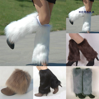 *Keraka Winter Fashion Women Boot Covers Furry Solid Color Faux Fur Soft Leg Warmers