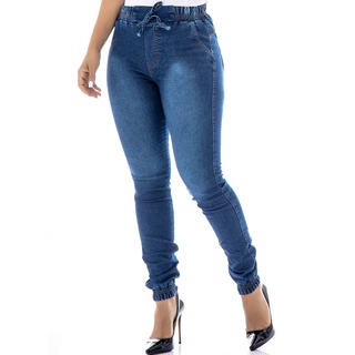 Calça Jeans Jogger manchada feminina