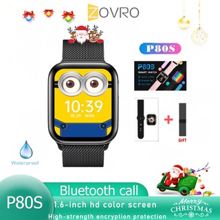 P80S Original Relógio Inteligente 1.6 Polegada Hd Full Touch Sreen Bluetooth Chamada À Prova D 'Água Freqüência Cardíaca Rastreador De Fitness Smartwatch Pk P80 Hw12