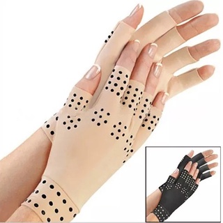 Luvas Magnéticas Para Alívio De Dores e Artrite Nas Mãos Bege Preto