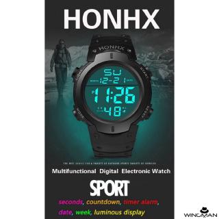 Honhx Moda Cronômetro Digital Lcd Dos Homens À Prova D 'Água Relógio Esportivo De Borracha Relógio Luminoso W
