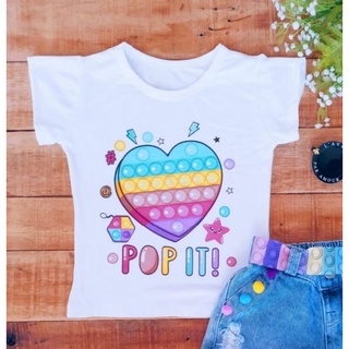 Blusa T-shirt Pop It Coração Blogueira Blogueirinha Menina Infantil