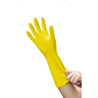 Luva de Proteção Borracha Látex Amarela Volk Multiuso Limpeza (4)