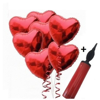 10 Balão Metalizados Coração Vermelho Gás Hélio 45cm Festa Namorados + Bomba (1)