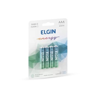 Pilha Alcalina Elgin Energy AAA LR03 1.5V Blister Pack com 4 unidades