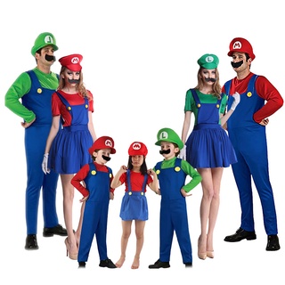 Super Mario Roupas Adultos E Crianças Mario Bros Da Família Cosplay Costume Set Presente Das Crianças Roupas De Festa De Halloween Mario & Luigi