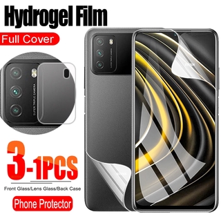 3 Em 1 Front & Back & Lens Filme De Hidrogel Para Xiaomi Poco M3 Câmera Película Protetora E Front & Back Segurança Película Protetora Para Pocom3