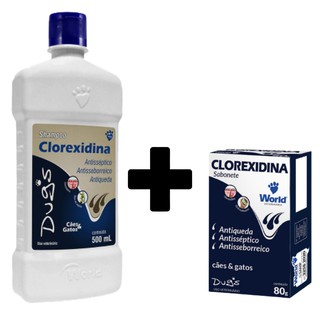 Kit Shampoo Dugs Clorexidina 500ml + Sabonete Clorexidina