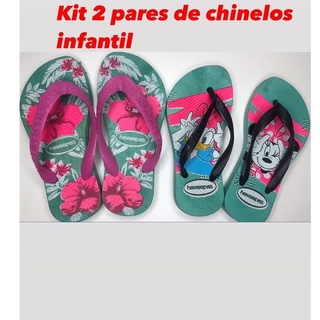 kit 2 pares de chinelos infantil feminino pro dia a dia,Floral e Minnie