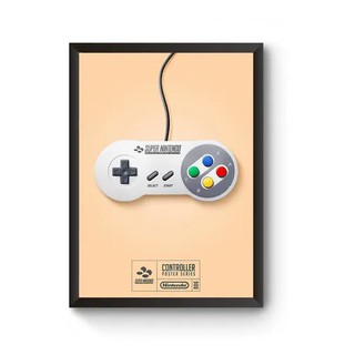 Poster Moldurado Game Retrô Controle Super Nintendo Quadro