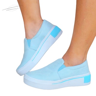 Tenis Casual Feminino Slip On Sapatenis Sola Alta Plataforma Confortável Sapato Macio Modinha Blogueira Sneaker Anabela Lançamento (3)