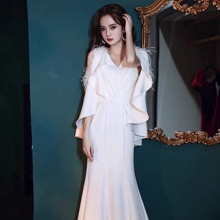 Vestido De Noite Branco Feminino 2022/Longo Com Textura De Alta Qualidade Para Casamento