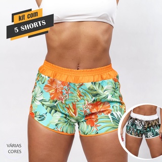 Kit 05 Shorts Feminino Tactel com Varias Estampas - Praia