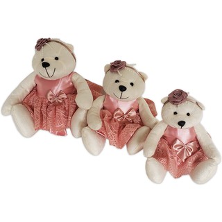 Trio Ursos Ursinhas Ursinhos de Pelúcia Para Nichos Decoração Quarto de Bebê Princesa Principe Aviador Marinheiro - Últimas Unidades (5)