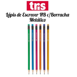 Lápis de Escrever HB c/Borracha Metálico Tris - Unidade