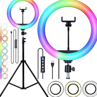 Ring Light Led Luz Iluminador Para Selfie Rgb Colorido 10 polegadas + Tripa 2,1m