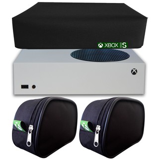 Capa XBOX SERIES S + 2 CASES DE CONTROLE protetora anti poeira e impermeável - Modelo Preto