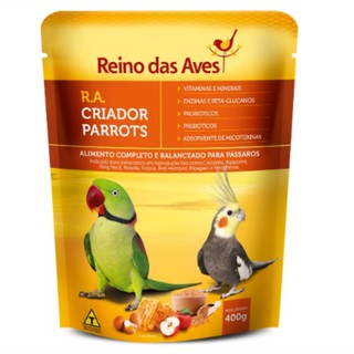 Kit Reino das Aves - Extra Gold Calopsita Frutas 400g + Farinhada R.A Criador Parrots 400g (6)