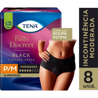 Calcinha Descartável Tena Pants Discreet Black P/M com 8 unidades (2)