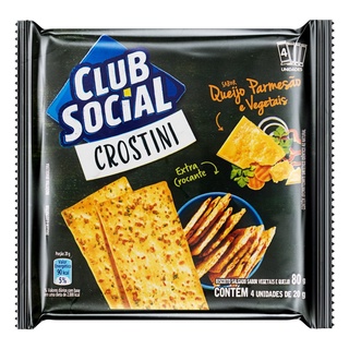 Biscoito Club Social Crostini Queijo Parmesão e Vegetais 80g Pack C/4 Un