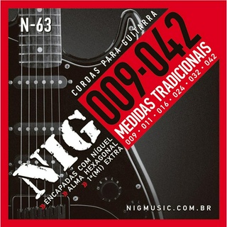 Encordoamento NIG para Guitarra .009/.042 Tradicional + BRINDE Corda MI + Palheta