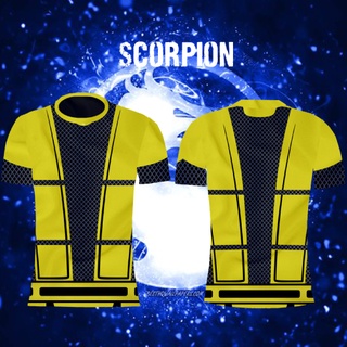 Camiseta Scorpion Mortal Kombat Cosplay Fantasia 3D Unissex Adulto Infantil