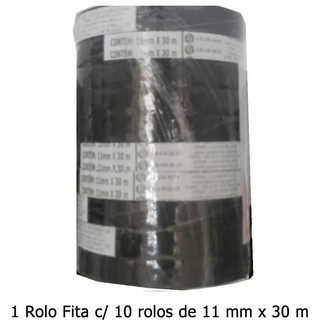 Fita Plástica Reciclada Para Alceador c/ 10 rolinhos de 11mm x 30m Preta