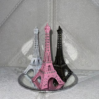 Torre Eiffel Paris Grande 13 Cm ROSA/BRANCO/DOURADO METAL Decoração Presente (1)