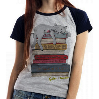 Camiseta Baby Look Blusa Feminina Gato + leitura t-shirt
