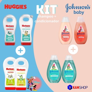 Kit Shampoo e Condicionador Huggies johnsons baby barato Extra Suave Chá de Camomila 200ml para bebê e crianças