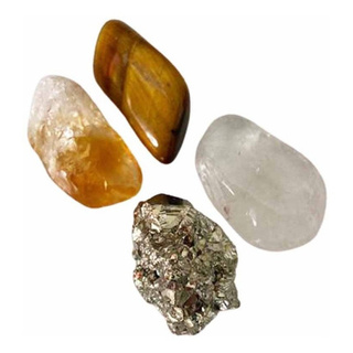 Kit Pedras Da Prosperidade Pirita/citrino/Cristal e Olho De Tigre