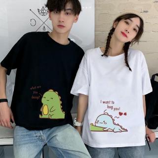 casal de dinossauro bonitinho casas de dinossauro amantes t-shirt verão casual ql25226 (3)